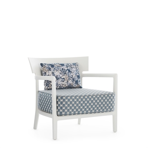 Kartell CARA MAT Liberty Obi Check Outdoor Armchair Wit/ Blauw