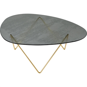 Gubi Pedrera Salontafel, Messing, Halfmat/rookgrijs/glas