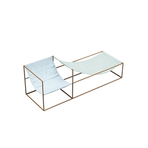 Valerie Objects Duo Seat Fauteuil met Mosterd Frame Blauw/ Groen