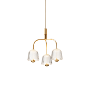 Nuura Asteea 3 Hanglamp Satijn Messing/ Gecanneleerd Helder