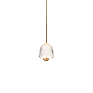 Nuura Asteea 1 Hanglamp Satijn Messing/ Gecanneleerd Helder