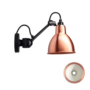 DCW Lampe Gras N304 Wandlamp Mat Zwart & Wit/ Koperen Met Snoer