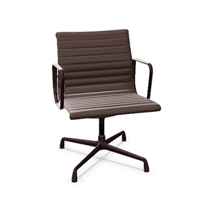 Vitra Aluminium EA 108 Bureaustoel met Draaifunctie, Bruin/donker Bordeauxrood