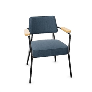 Vitra Fauteuil Eetkamerstoel Tress Steel Blue Melange/Natural Oak/Deep Zwart