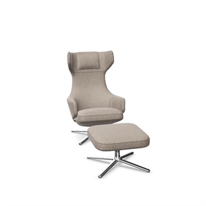 Vitra Grand Repos Fauteuil met Voetenbank Cosy 2 Fossil/ Chroom