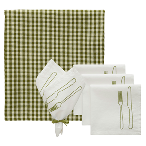 Decotique La Tavola & Oliva Theeset 4 Servetten + 1 Tafelkleed Groen