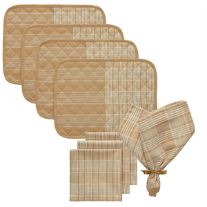 Decotique Rita Textielset 4 Placemats + 4 Servetten Wit/ Beige