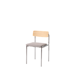 Moebe Offset Eetkamerstoel, Gestoffeerd, Chroom/geolied Eiken/herwol 128