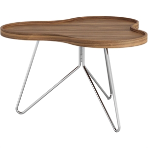 Zweedse Flower Mono salontafel 66x39 cm, Chroom/ Walnoot