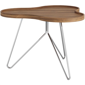Zweedse Flower Mono salontafel 66x45 cm, Chroom/ Walnoot