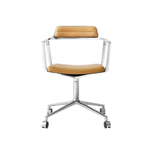 Vipp 452 Draaistoel met Wielen Camel/Leer
