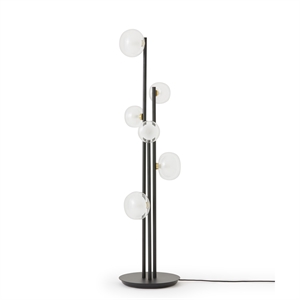 TOOY Nabila 552.66L Vloerlamp Zwart/ Geborsteld Messing/ Helder Glas
