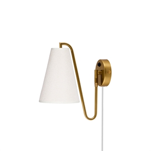 Globen Lighting Lou Wandlamp Bouclé Wit/ Messing