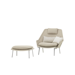 Vitra Slow Fauteuil & Ottoman Beige/ Crème/ Chroom