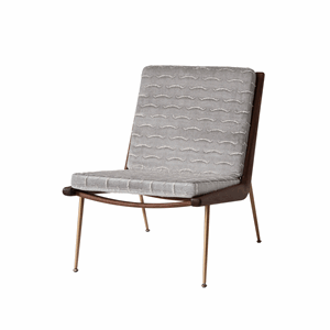 &Tradition Boomerang HM1 Fauteuil Walnoot/ Nouvelles Vagues Zilver Rock