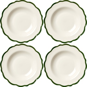 Decotique Fleur Schaal 23 cm Set van 4 Wit/ Donker groen