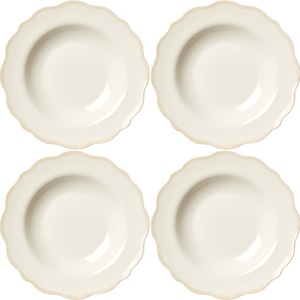 Decotique Fleur Schaal 23 cm Set van 4 Wit/ Zand