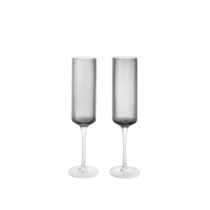 Ferm Living Ripple Champagne 15cl Set van 2 Gerookt Grijs