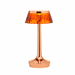 Flos Bon Jour Unplugged Table Lamp Copper Frame and Amber Shade