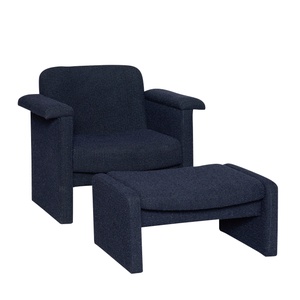 Hübsch Softy Fauteuil met Poef, Donker Blauw