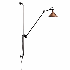 Lampe Gras N214 wall lamp mat black & raw copper