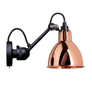 Lampe Gras N304 wall lamp mat black & copper w. switch