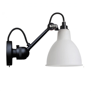 Lampe Gras N304 wall lamp mat black & opal glass w. switch