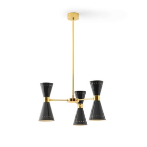 Stilnovo Megafono Hanglamp 6 Goud/ Zwart/ivoor