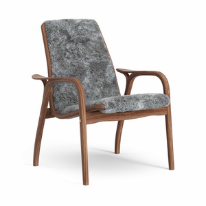 Swedese Laminaat Fauteuil Gelakt Walnoot/ Scandinavisch Grijs/Schapenvacht