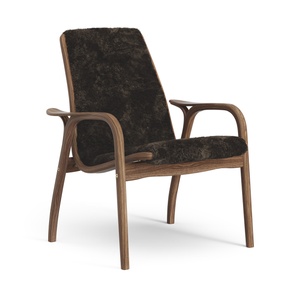 Swedese Laminaat Fauteuil Gelakt Walnoot/ Espresso/Schapenvacht