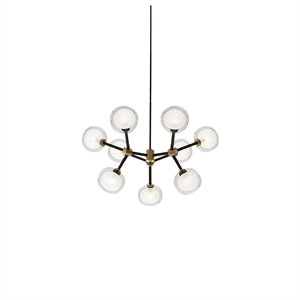 TOOY Nabila 552.19L Kroonluchter Zwart/ Geborsteld Messing/ Helder Glas