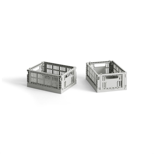 HAY Colour Crate Opbergdoos Mini Set van 2 Licht Grijs