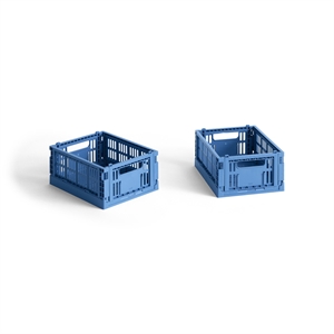 HAY Colour Crate Opbergdoos Mini Set van 2 Elektrisch Blauw