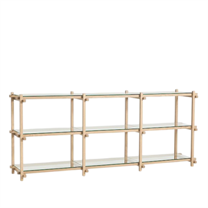 HAY Woody Shelving 2.0 Plankenkast Laag Amandelwit/Glas