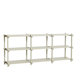 HAY Woody Shelving 2.0 Plankenkast Laag Smokey Grey/Staal
