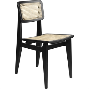 GUBI C-Chair Eettafelstoel Frans rieten/Zwart Eiken