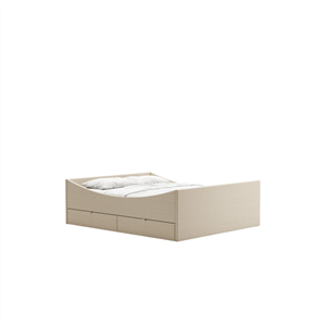 RYE Gebogen Bedframe met 4 Laden 200x210 Beige