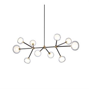 TOOY Nabila 552.10L Kroonluchter Zwart/ Geborsteld Messing/ Helder Glas