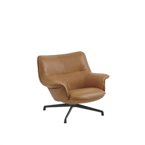 Muuto Doze Fauteuil Lage Rug Refine Leer Cognac/Antraciet Zwart