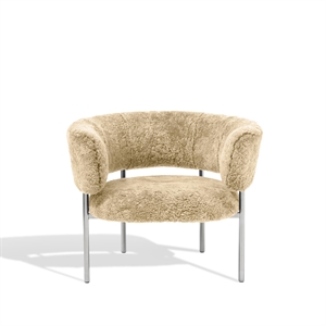 Møbel Copenhagen Font Fauteuil met Armleuningen Schapenvacht Honing/gepolijst Stalen Frame