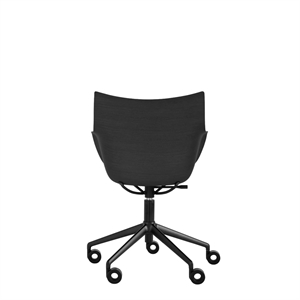 Kartell Q/Wood Bureaustoel Zwart/ Zwart Hout met Zwart Bekleding