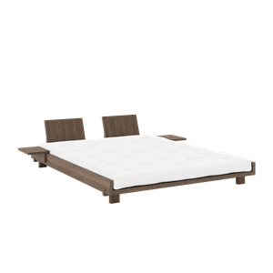 Karup Design Sociaal Bedframe met 2 Rugleuningen & Bijzettafel 160x200 Carob Bruin