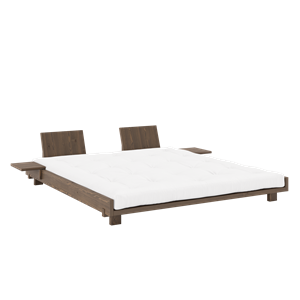 Karup Design Sociaal Bedframe met 2 Rugleuningen & Bijzettafel 180x200 Carob Bruin
