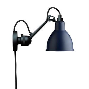 Lampe Gras N304 Wandlamp Mat Zwart & Mat Blauw Met Stekker