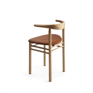 Nikari Linea Collection RMT3 Eettafelstoel Essenhout Gebeitst in Eikenkleur/Elmosoft 33004 Leder