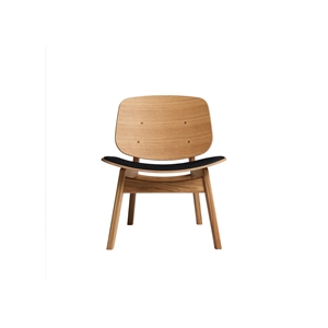 Ro Collection Pandora fauteuil gestoffeerde zitting geolied eiken/ Zwart leer