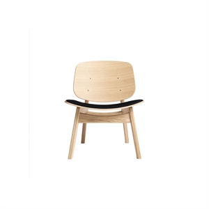 Ro Collection Pandora fauteuil gestoffeerde zitting, zeepbehandeld eikenhout/ Zwart leer