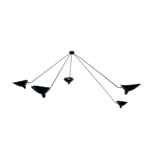 Serge Mouille Spider 5 Vaste Eagles Arms Plafondlamp Zwart
