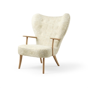 Warme Nordic Pragh Fauteuil Schapenvacht Gebroken Wit/ Natuurlijk Geolied Eiken