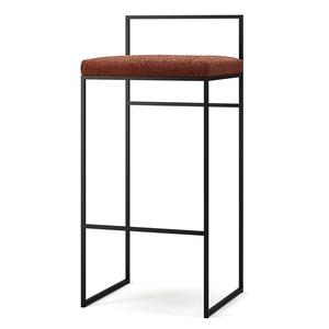 Department Barkruk met Rugleuning 90 cm Zwart/roest Bouclé